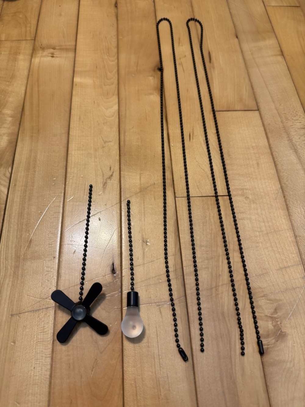Black Ceiling Fan & Bulb Pull Chain Set - Picture 3 of 6